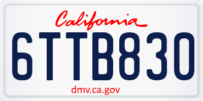 CA license plate 6TTB830