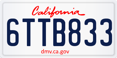 CA license plate 6TTB833