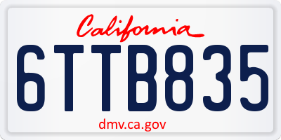 CA license plate 6TTB835