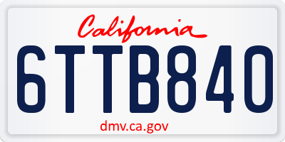 CA license plate 6TTB840