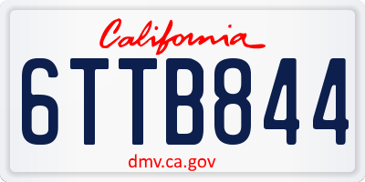 CA license plate 6TTB844