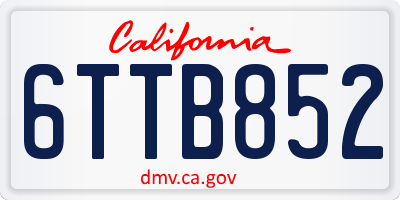 CA license plate 6TTB852