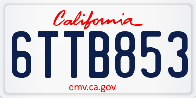 CA license plate 6TTB853