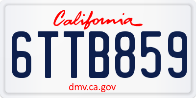 CA license plate 6TTB859