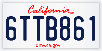 CA license plate 6TTB861
