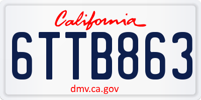 CA license plate 6TTB863