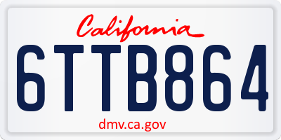 CA license plate 6TTB864