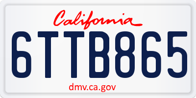 CA license plate 6TTB865