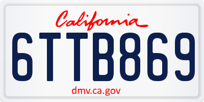 CA license plate 6TTB869