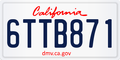 CA license plate 6TTB871