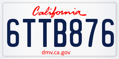 CA license plate 6TTB876
