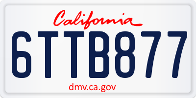 CA license plate 6TTB877