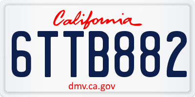 CA license plate 6TTB882