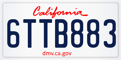CA license plate 6TTB883