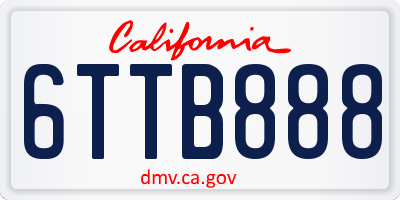 CA license plate 6TTB888