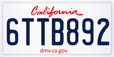CA license plate 6TTB892