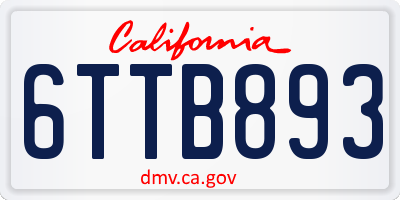 CA license plate 6TTB893