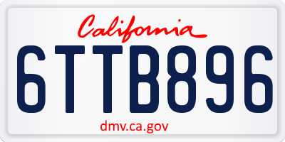 CA license plate 6TTB896