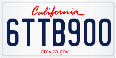 CA license plate 6TTB900