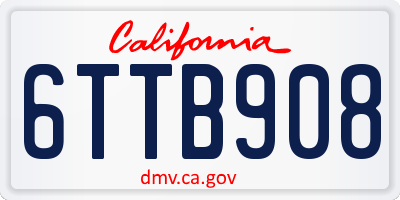 CA license plate 6TTB908