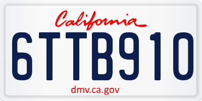 CA license plate 6TTB910