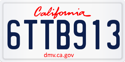 CA license plate 6TTB913