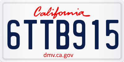 CA license plate 6TTB915