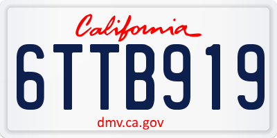 CA license plate 6TTB919