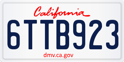 CA license plate 6TTB923