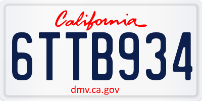 CA license plate 6TTB934