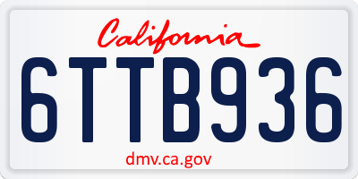 CA license plate 6TTB936