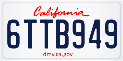CA license plate 6TTB949