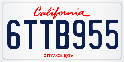 CA license plate 6TTB955