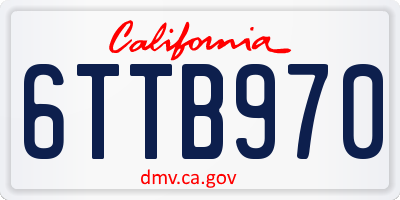 CA license plate 6TTB970