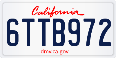CA license plate 6TTB972