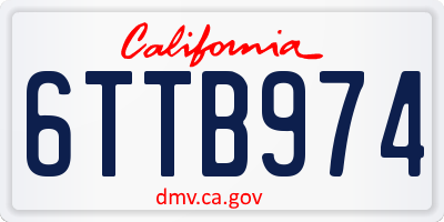 CA license plate 6TTB974