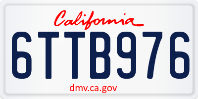 CA license plate 6TTB976