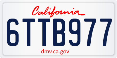 CA license plate 6TTB977
