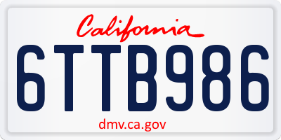 CA license plate 6TTB986