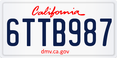 CA license plate 6TTB987