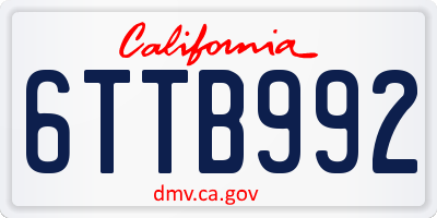 CA license plate 6TTB992