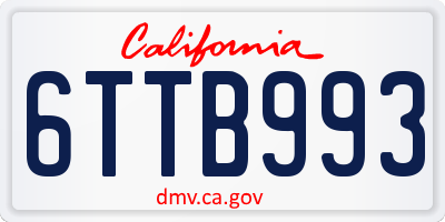 CA license plate 6TTB993