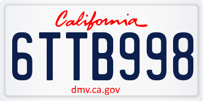 CA license plate 6TTB998
