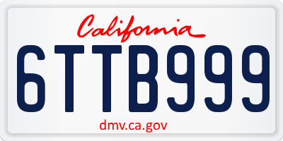 CA license plate 6TTB999