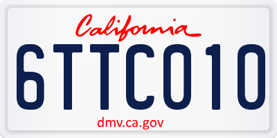 CA license plate 6TTC010