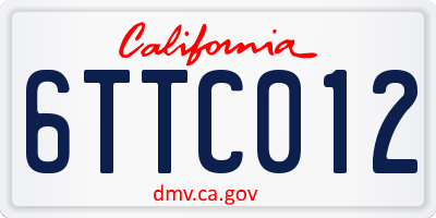 CA license plate 6TTC012