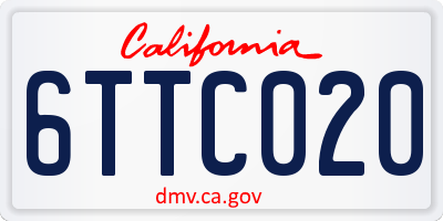 CA license plate 6TTC020