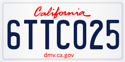 CA license plate 6TTC025