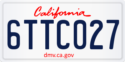 CA license plate 6TTC027