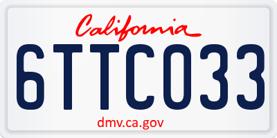 CA license plate 6TTC033